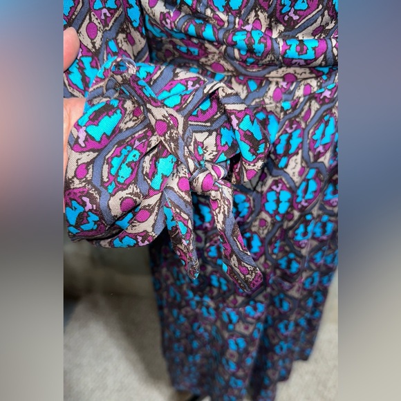 Diane Von Furstenberg multi print l/s silk Jersey wrap dress w/ pockets - Picture 6 of 9